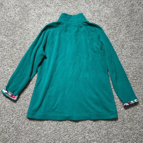 Tommy Bahama Womens Teal Full-Zip Jacket L/G With Floral Lining 98% Cotton 2% Sp - Picture 7 of 11